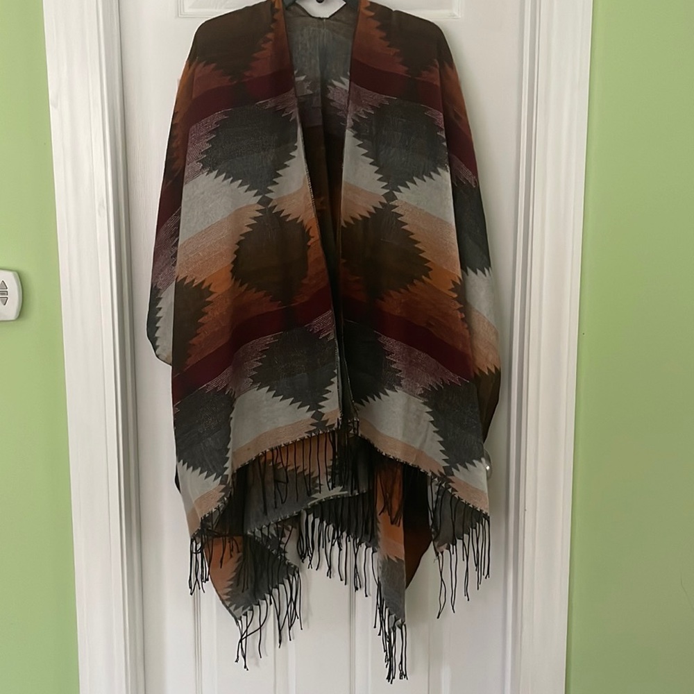 Sold//Aztec Knit Shawl, no size, worn once!